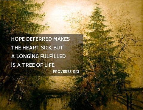 Bible Verse Quote Proverbs 13:12, Laszlo Mednyanszky - Riverside Trees White Modern Wood Framed Art Print with Double Matting by ArtsyQuotes