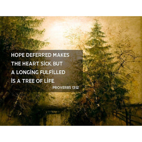 Bible Verse Quote Proverbs 13:12, Laszlo Mednyanszky - Riverside Trees Black Modern Wood Framed Art Print with Double Matting by ArtsyQuotes