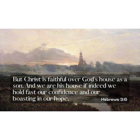 Bible Verse Quote Hebrews 3:6, Issac Levitan - Morning of Saint Seraphim Diveyevsky Cathedral Black Modern Wood Framed Art Print with Double Matting by ArtsyQuotes