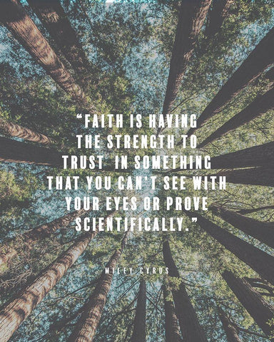 Miley Cyrus Quote: Faith White Modern Wood Framed Art Print with Double Matting by ArtsyQuotes