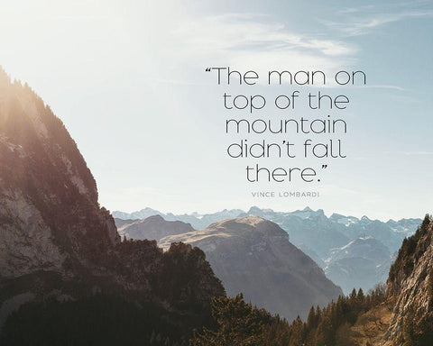Vince Lombardi Quote: Top of the Mountain White Modern Wood Framed Art Print with Double Matting by ArtsyQuotes