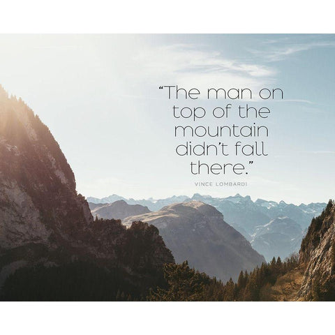 Vince Lombardi Quote: Top of the Mountain Black Modern Wood Framed Art Print by ArtsyQuotes