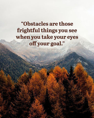 Henry Ford Quote: Obstacles White Modern Wood Framed Art Print with Double Matting by ArtsyQuotes