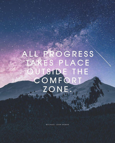 Michael John Bobak Quote: Comfort Zone White Modern Wood Framed Art Print with Double Matting by ArtsyQuotes