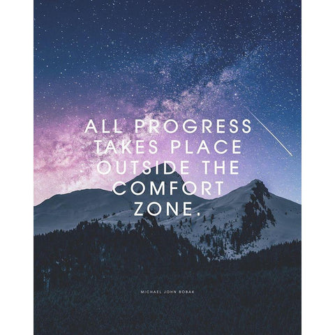 Michael John Bobak Quote: Comfort Zone Black Modern Wood Framed Art Print by ArtsyQuotes