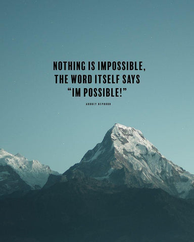 Audrey Hepburn Quote: Nothing is Impossible Black Ornate Wood Framed Art Print with Double Matting by ArtsyQuotes