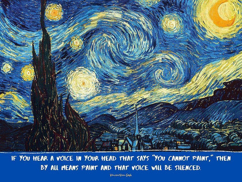 Vincent Van Gogh Quote: Voice in Your Head Black Ornate Wood Framed Art Print with Double Matting by ArtsyQuotes
