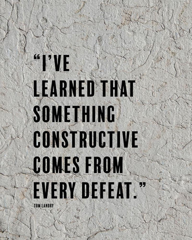 Tom Landry Quote: Every Defeat White Modern Wood Framed Art Print with Double Matting by ArtsyQuotes
