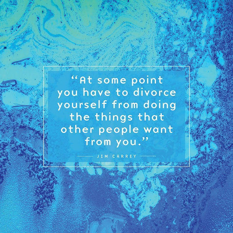 Jim Carrey Quote: Divorce Yourself White Modern Wood Framed Art Print with Double Matting by ArtsyQuotes