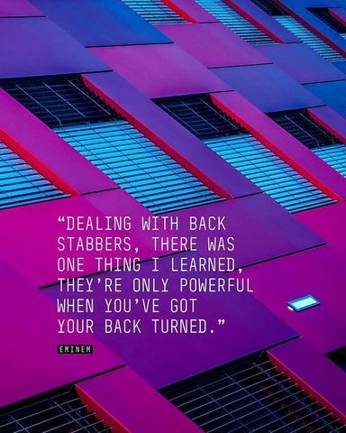 Eminem Quote: Dealing with Back Stabbers White Modern Wood Framed Art Print with Double Matting by ArtsyQuotes
