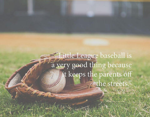Yogi Berra Quote: Little League Baseball White Modern Wood Framed Art Print with Double Matting by ArtsyQuotes