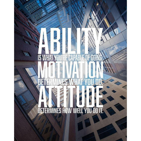 Artsy Quotes Quote: Attitude White Modern Wood Framed Art Print by ArtsyQuotes