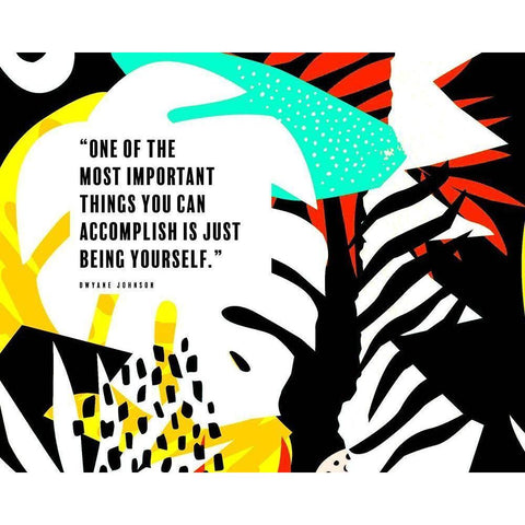 Dwyane Johnson Quote: Being Yourself White Modern Wood Framed Art Print by ArtsyQuotes