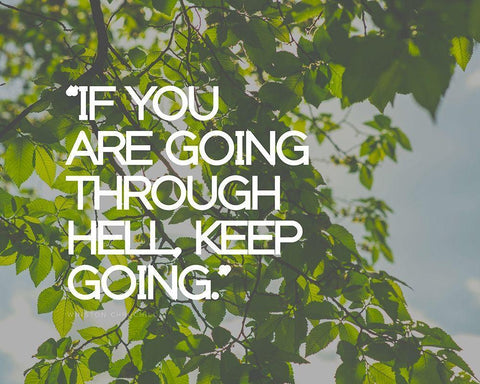 Winston Churchill Quote: Keep Going Black Ornate Wood Framed Art Print with Double Matting by ArtsyQuotes