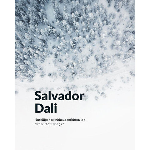 Salvador Dali Quote: Ambition White Modern Wood Framed Art Print by ArtsyQuotes