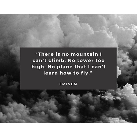 Eminem Quote: No Tower Too High Black Modern Wood Framed Art Print by ArtsyQuotes