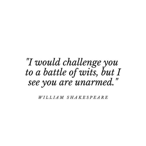 William Shakespeare Quote: A Battle of Wits White Modern Wood Framed Art Print by ArtsyQuotes
