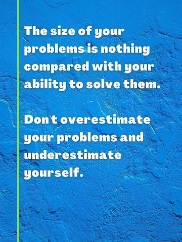 ArtsyQuotes Quote: Size of Your Problems White Modern Wood Framed Art Print with Double Matting by ArtsyQuotes