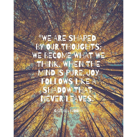 Gautama Buddha Quote: Shaped by Our Thoughts Black Modern Wood Framed Art Print with Double Matting by ArtsyQuotes
