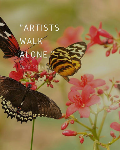 Ezra Miller Quote: Artists Walk Alone White Modern Wood Framed Art Print with Double Matting by ArtsyQuotes