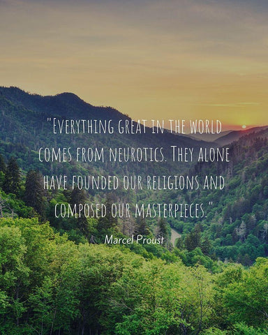 Marcel Proust Quote: Neurotics Black Ornate Wood Framed Art Print with Double Matting by ArtsyQuotes