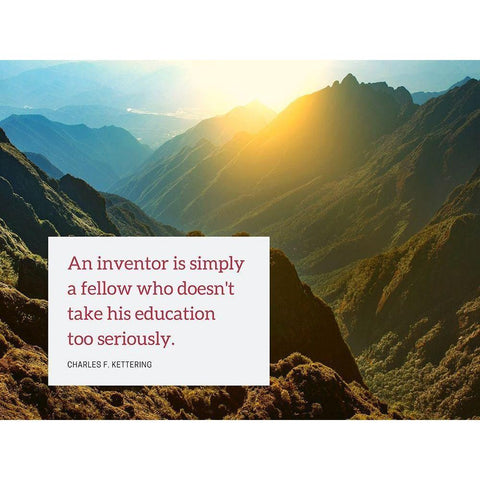 Charles F. Kettering Quote: An Inventor Black Modern Wood Framed Art Print by ArtsyQuotes