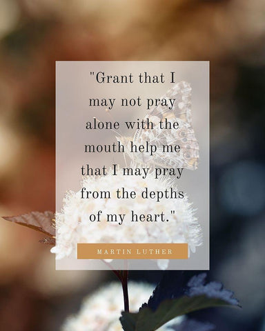 Martin Luther Quote: Pray Alone White Modern Wood Framed Art Print with Double Matting by ArtsyQuotes