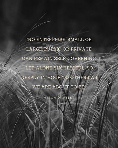 Mitch Daniels Quote: Public or Private White Modern Wood Framed Art Print with Double Matting by ArtsyQuotes