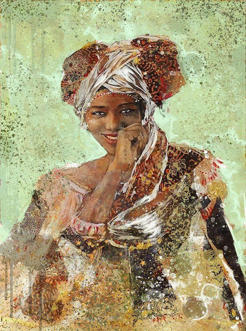 Green African Dreams White Modern Wood Framed Art Print with Double Matting by Wiley, Marta