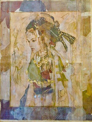 African Fashion White Modern Wood Framed Art Print with Double Matting by Wiley, Marta