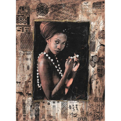 African- Different Frame Gold Ornate Wood Framed Art Print with Double Matting by Wiley, Marta