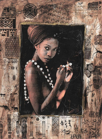 African- Different Frame Black Ornate Wood Framed Art Print with Double Matting by Wiley, Marta