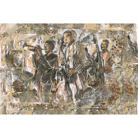 Jazz Black Modern Wood Framed Art Print with Double Matting by Wiley, Marta