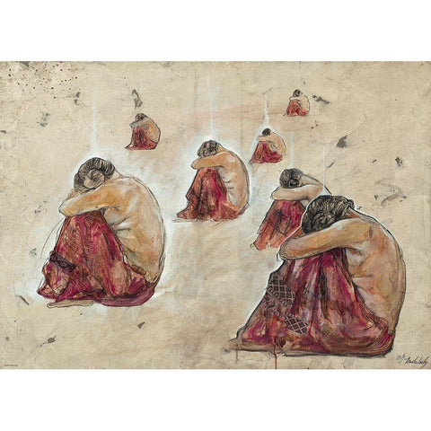 Indian Red Skirt Gold Ornate Wood Framed Art Print with Double Matting by Wiley, Marta