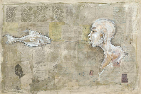 Hook- different border White Modern Wood Framed Art Print with Double Matting by Wiley, Marta