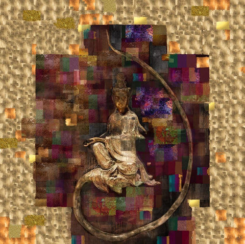 Quan Yin Black Ornate Wood Framed Art Print with Double Matting by Wiley, Marta