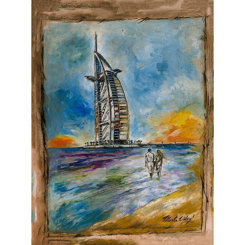 Dubai, Color Black Modern Wood Framed Art Print by Wiley, Marta