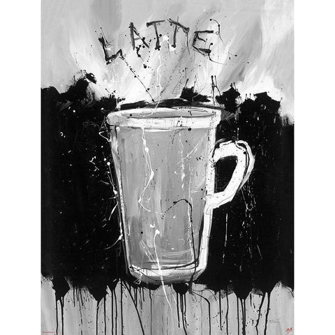 Latte BandW Gold Ornate Wood Framed Art Print with Double Matting by Wiley, Marta