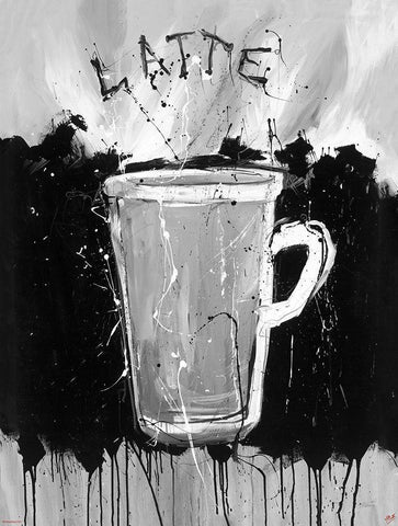 Latte BandW Black Ornate Wood Framed Art Print with Double Matting by Wiley, Marta