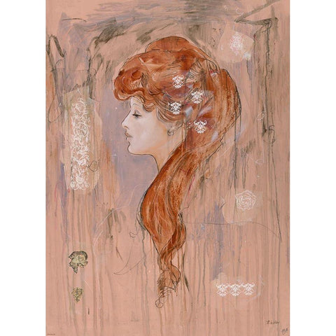 Vintage Rose Gold Ornate Wood Framed Art Print with Double Matting by Wiley, Marta