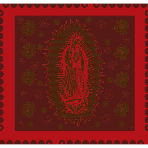 Virgin Mary Red on red Black Modern Wood Framed Art Print with Double Matting by Wiley, Marta