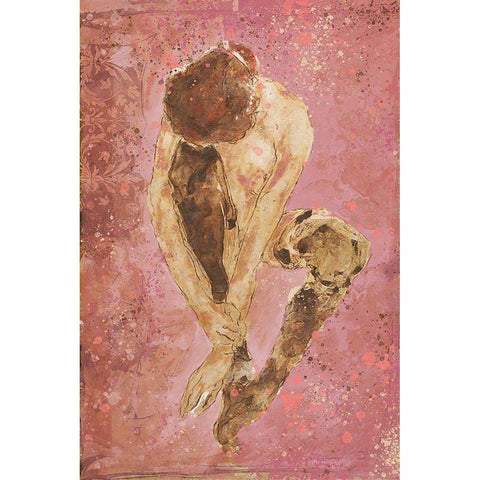Pink Repose Gold Ornate Wood Framed Art Print with Double Matting by Wiley, Marta