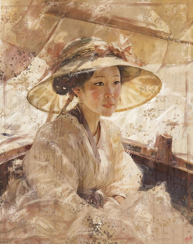 Japanese Beauty I White Modern Wood Framed Art Print with Double Matting by Wiley, Marta