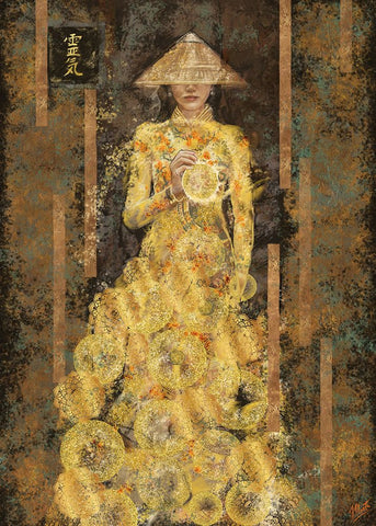 Reiki Goddess Black Ornate Wood Framed Art Print with Double Matting by Wiley, Marta