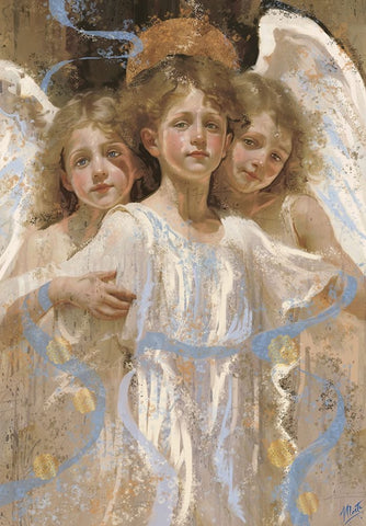 Little Angels II White Modern Wood Framed Art Print with Double Matting by Wiley, Marta
