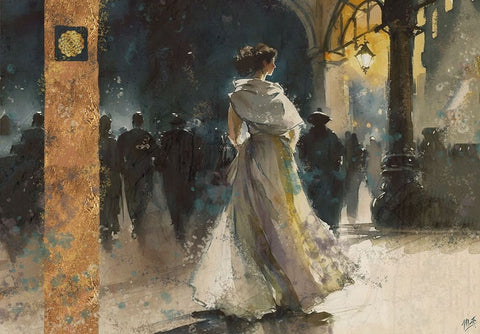 Paris Nights III Black Ornate Wood Framed Art Print with Double Matting by Wiley, Marta