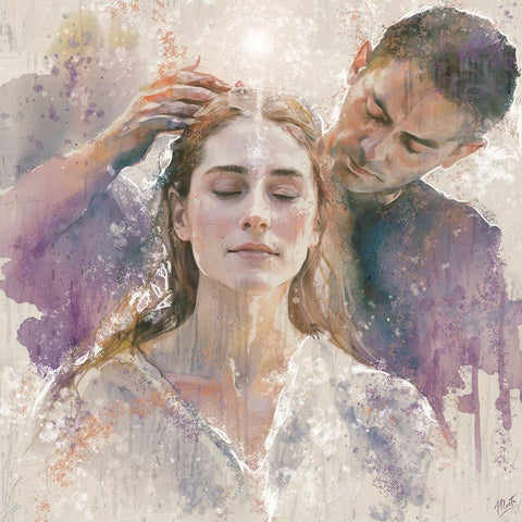 Reiki II White Modern Wood Framed Art Print with Double Matting by Wiley, Marta