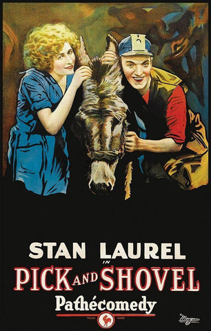 Movie Poster: Stan Laurel in Pick and Shovel White Modern Wood Framed Art Print with Double Matting by Pathecomdey