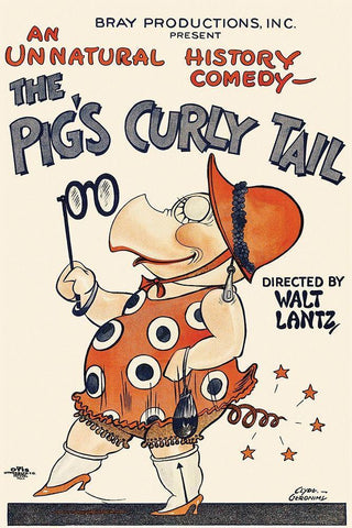 Movie Poster: The Pigs Curly Tail White Modern Wood Framed Art Print with Double Matting by Unknown 20th Century American Illustrator