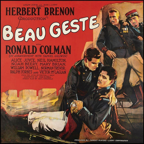 Movie Poster: Ronald Colman - Beau Geste Gold Ornate Wood Framed Art Print with Double Matting by Unknown 20th Century American Illustrator